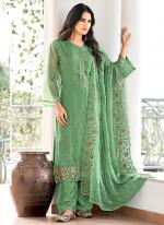 Organza Chiffon Green Eid Wear Embroidery Work Pakistani Suit